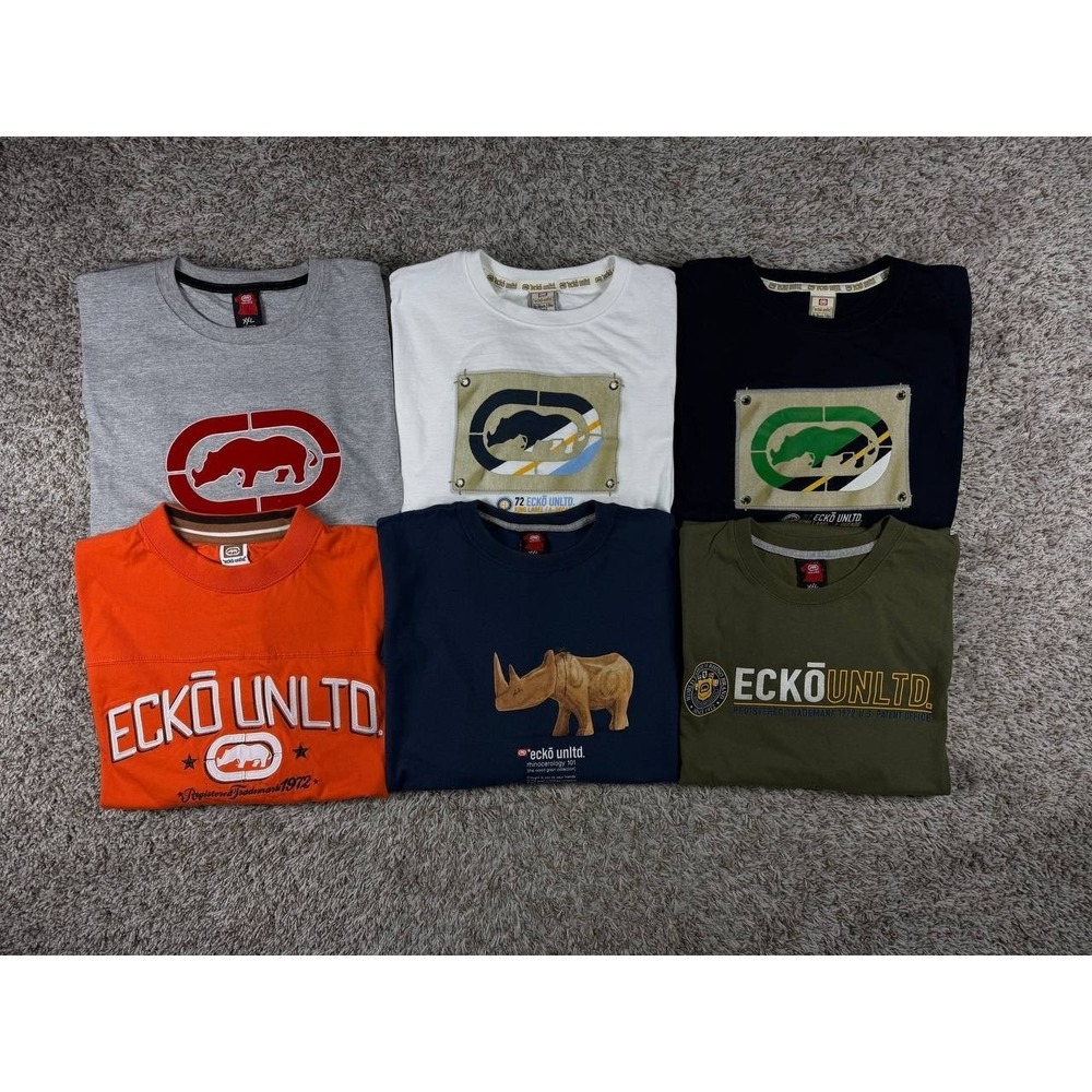 Y2K Lot of 6 Ecko UnItd Graphic Big Logo T-Shirt Men's 2XL Vintage RARE Hip Hop